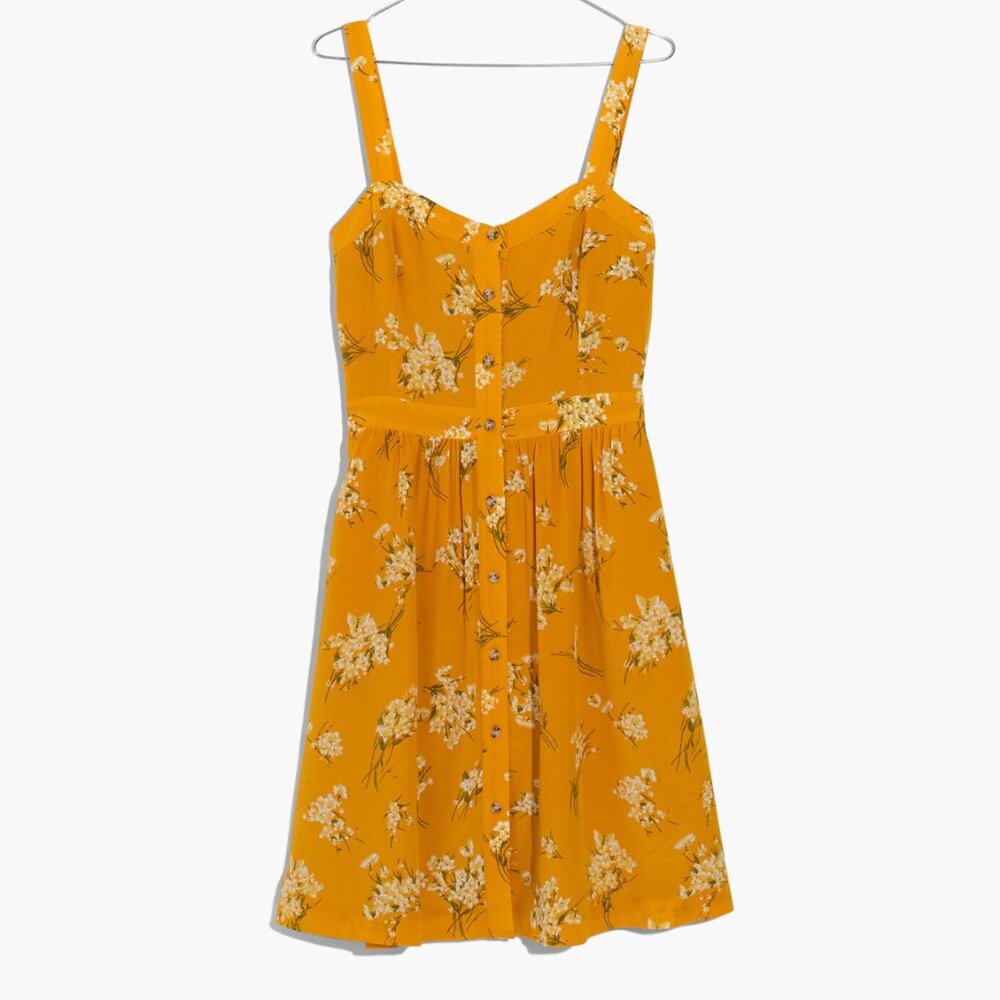 Madewell Silk Fleur Bow-Back Dress in Butterfly Garden